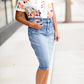 Modest denim midi skirt