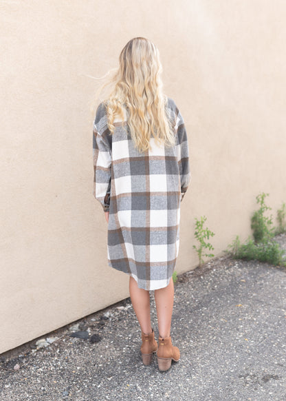 Flannel Button Down Dress Tops