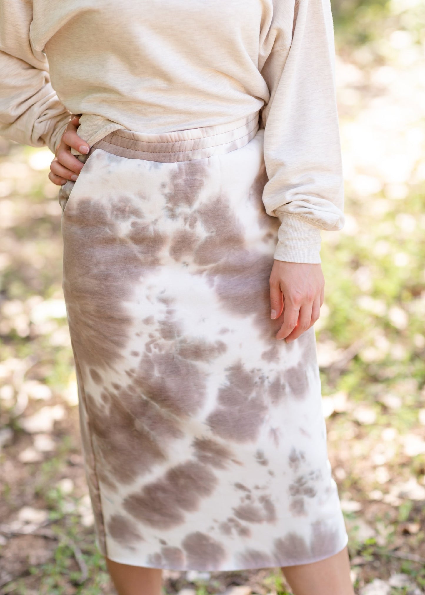 Fleece Lined Tie Dye Midi Skirt Skirts Hem & Thread