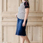 black white and pink floral sleeve and stripe front top