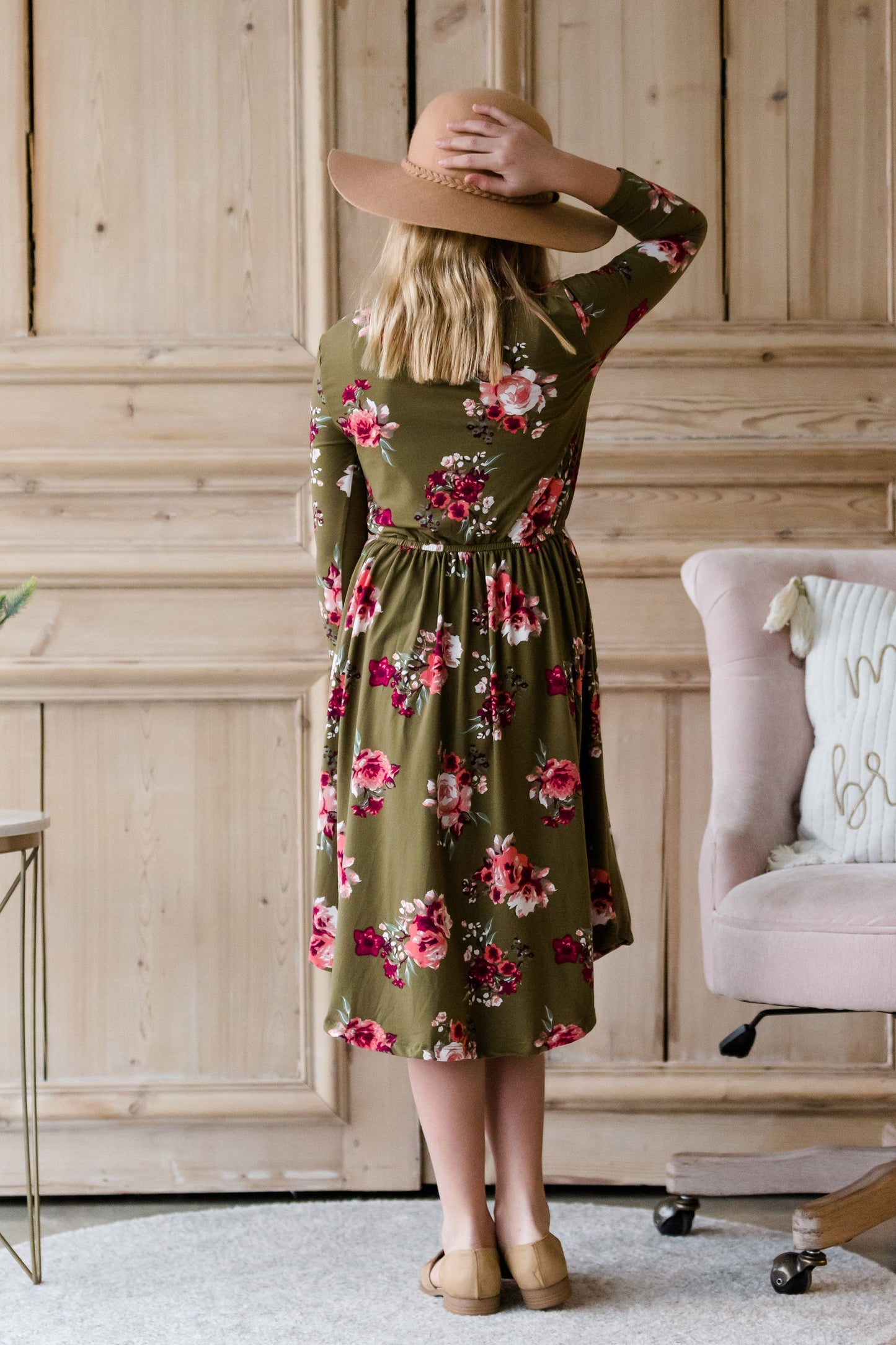 Floral 3/4 Sleeve Midi Dress - FINAL SALE Dresses