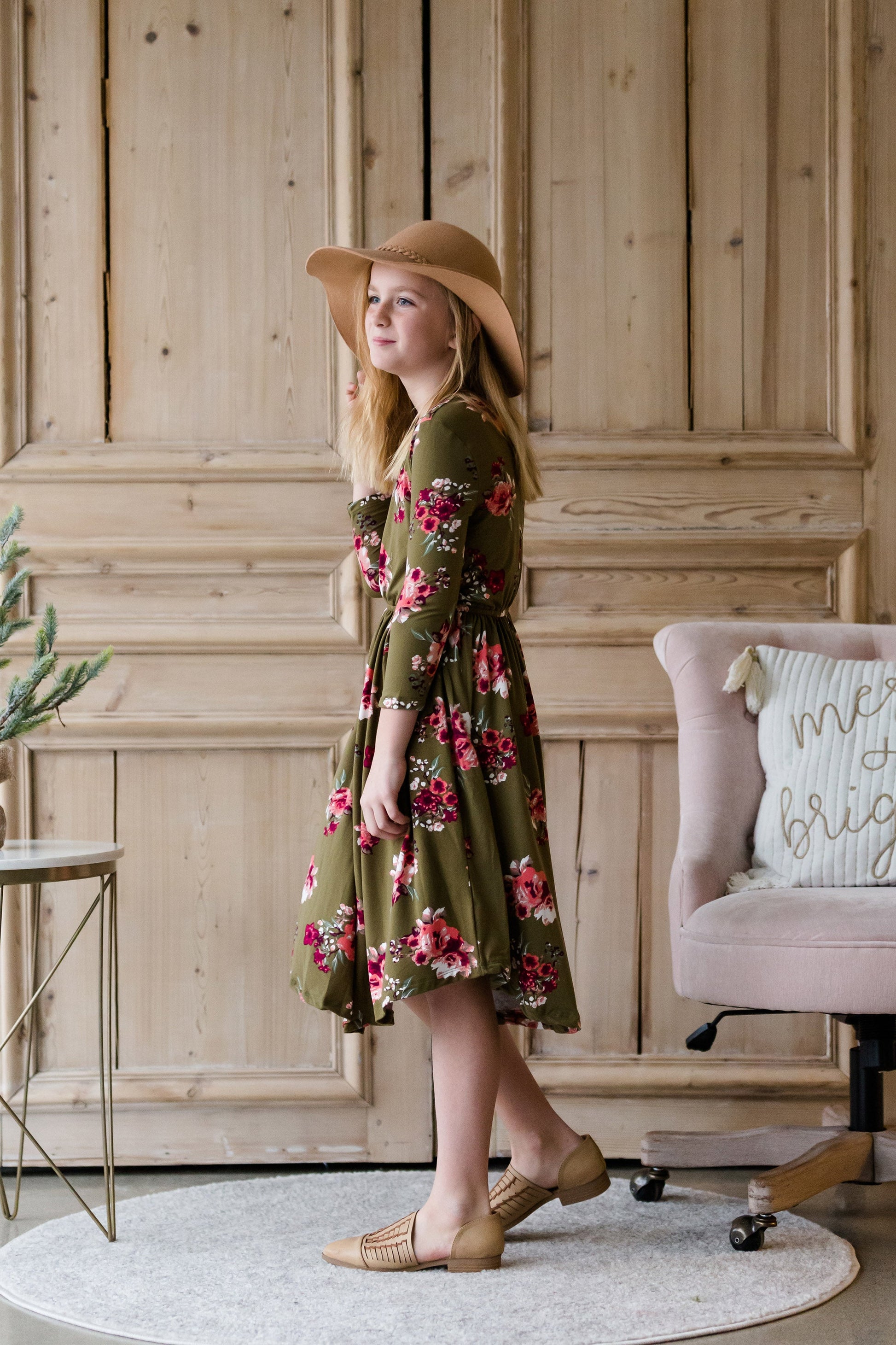 Floral 3/4 Sleeve Midi Dress - FINAL SALE Dresses