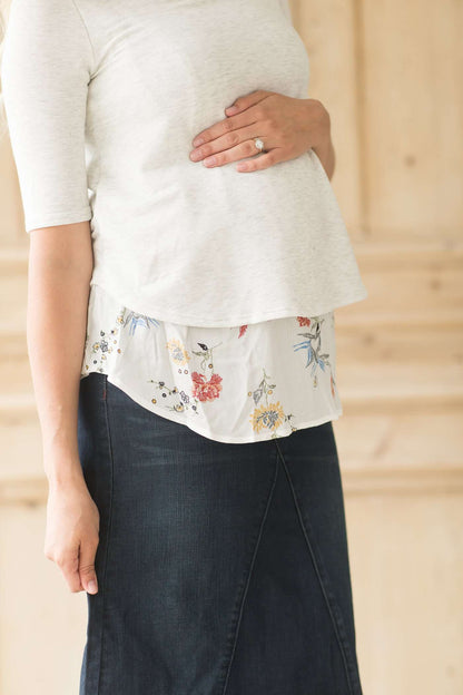 Floral and Gray Overlay Top - FINAL SALE Tops