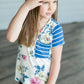 Floral and Stripe Contrast Tee-FINAL SALE Tops