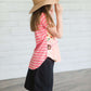 Floral and Stripe Contrast Tee-FINAL SALE Tops