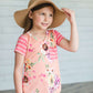 Floral and Stripe Contrast Tee-FINAL SALE Tops Peach / XS(5-6)