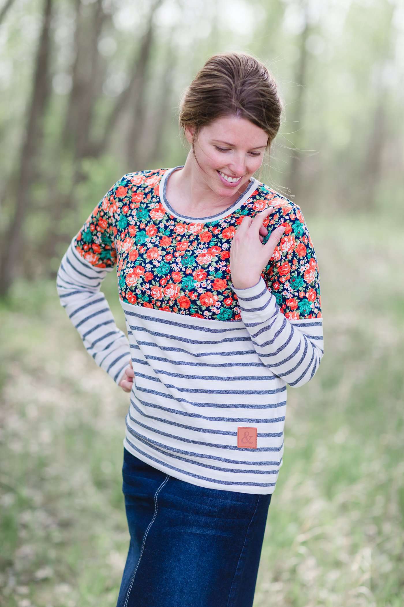 Floral and Stripe Top - FINAL SALE Tops
