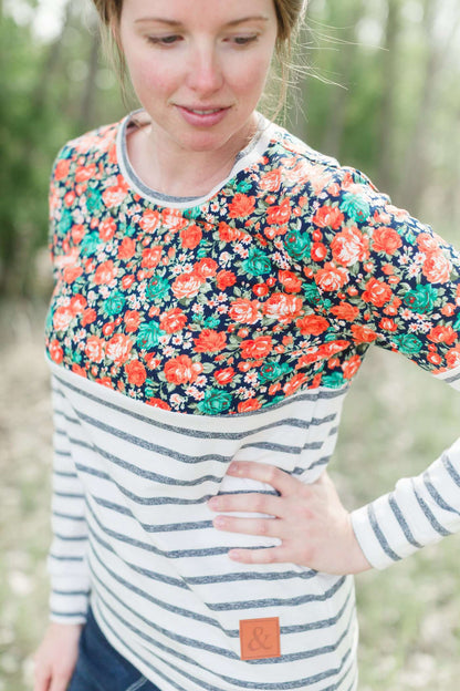 Floral and Stripe Top - FINAL SALE Tops