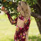 Floral and Striped Button Detail Top Tops