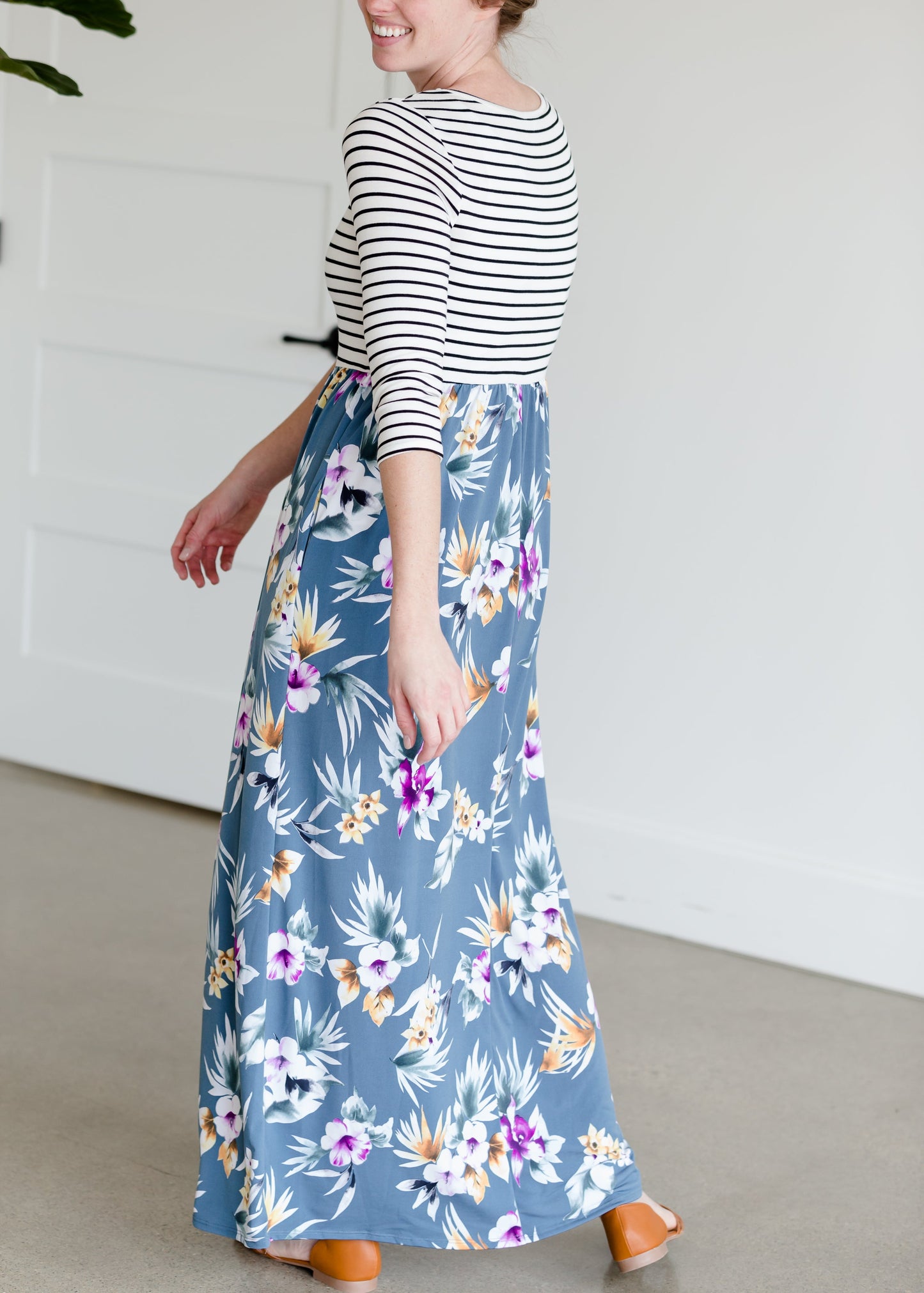 Floral and Striped Knit Maxi Dress - FINAL SALE Dresses