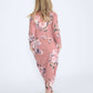 Blush colored modest girls floral midi dress
