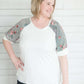 Floral Contrast Tee Tops