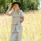 sage floral embroidered midi dress