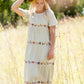 sage floral embroidered midi dress