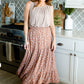 Floral Elastic Waist Gauze Maxi Skirt Skirts By Together