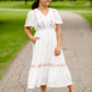 Floral Embroidered V-Neck Midi Dress Dresses