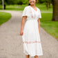 Floral Embroidered V-Neck Midi Dress Dresses