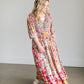 Floral Faux Wrap Smocked Bodice Maxi Dress Dresses