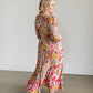 Floral Faux Wrap Smocked Bodice Maxi Dress Dresses