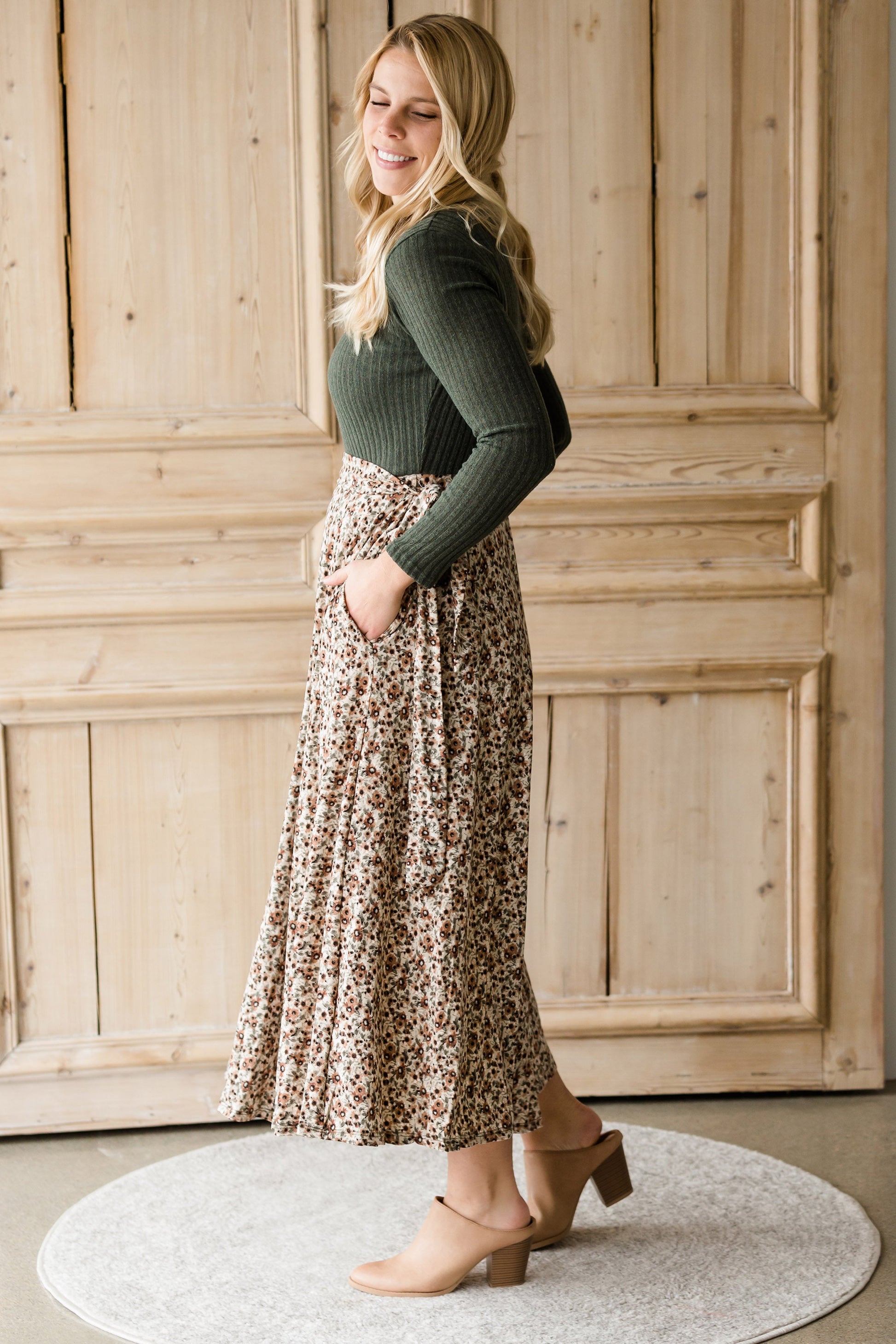 Floral Flare Knit Top Dress Dresses