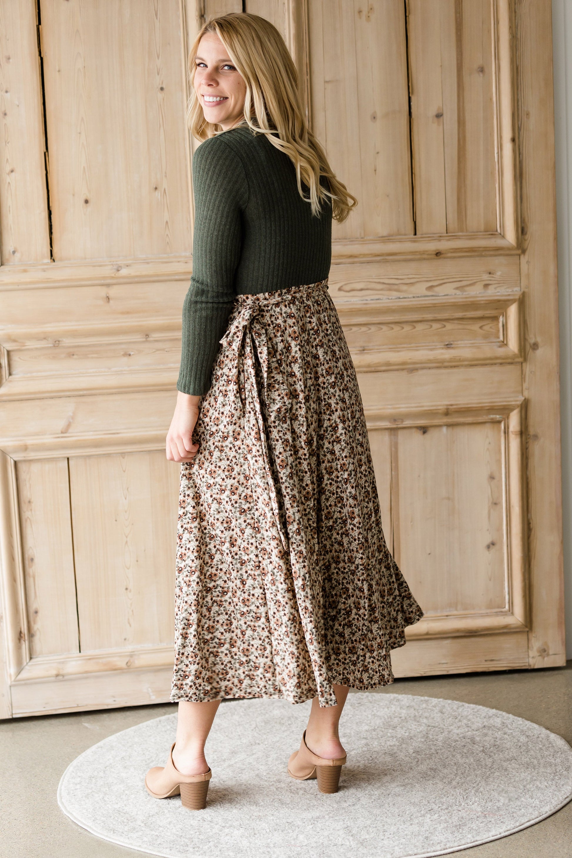 Floral Flare Knit Top Dress Dresses