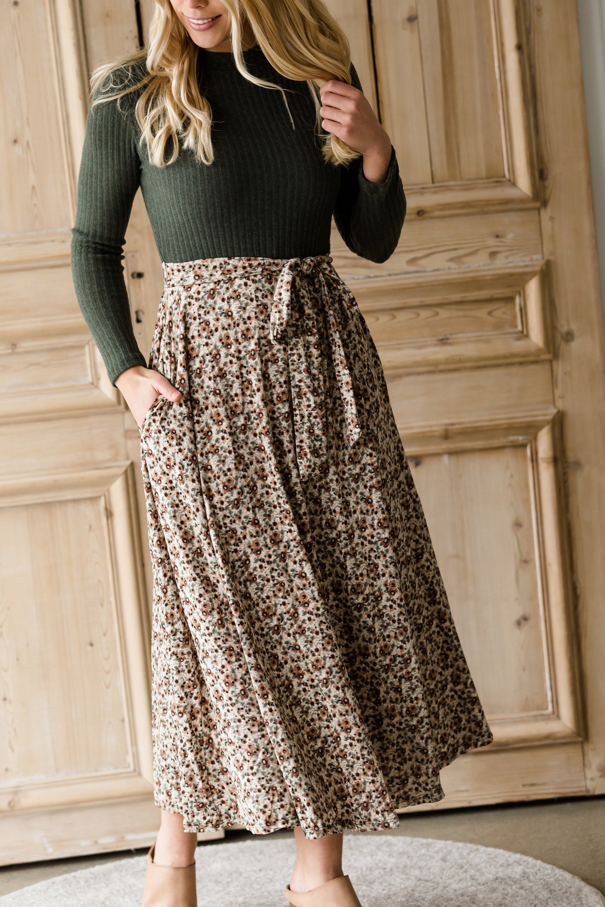 Floral Flare Knit Top Dress Dresses