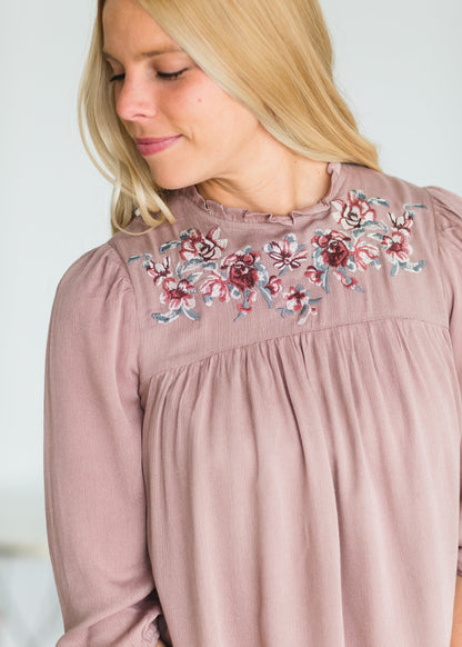 Floral Flowy Embroidered Blouse - FINAL SALE Tops
