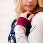 Women's Modest Floral Top with Contrast Sleeves Burgandy