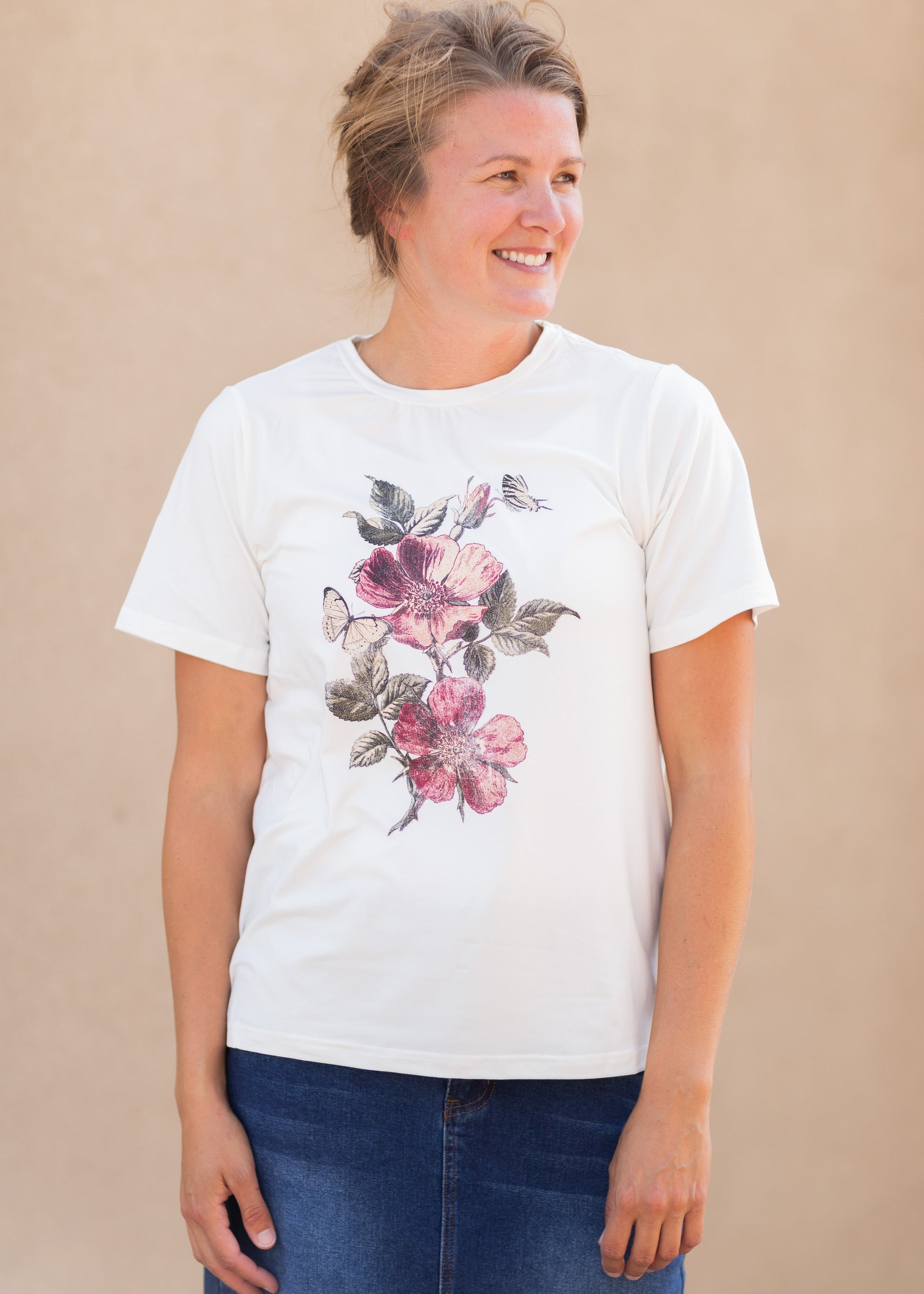Floral Graphic Tee Tops