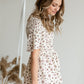 Floral Ivory Smocked Flutter Sleeve Top Shirt Mikarose
