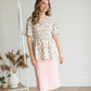 Floral Ivory Smocked Flutter Sleeve Top Shirt Mikarose