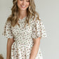 Floral Ivory Smocked Flutter Sleeve Top Shirt Mikarose