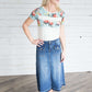 Floral Print Color Block Tee Tops