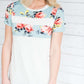 Floral Print Color Block Tee Tops