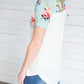 Floral Print Color Block Tee Tops