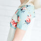 Floral Print Color Block Tee Tops