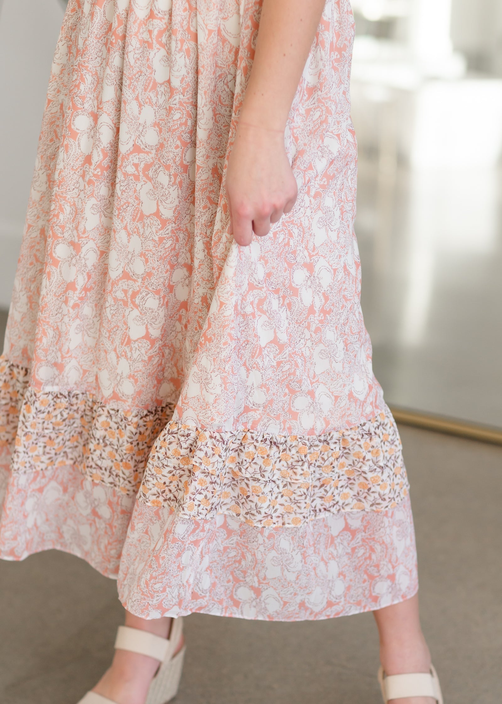 Floral Print Dress With Novelty Smocking Detail Dresses Polagram