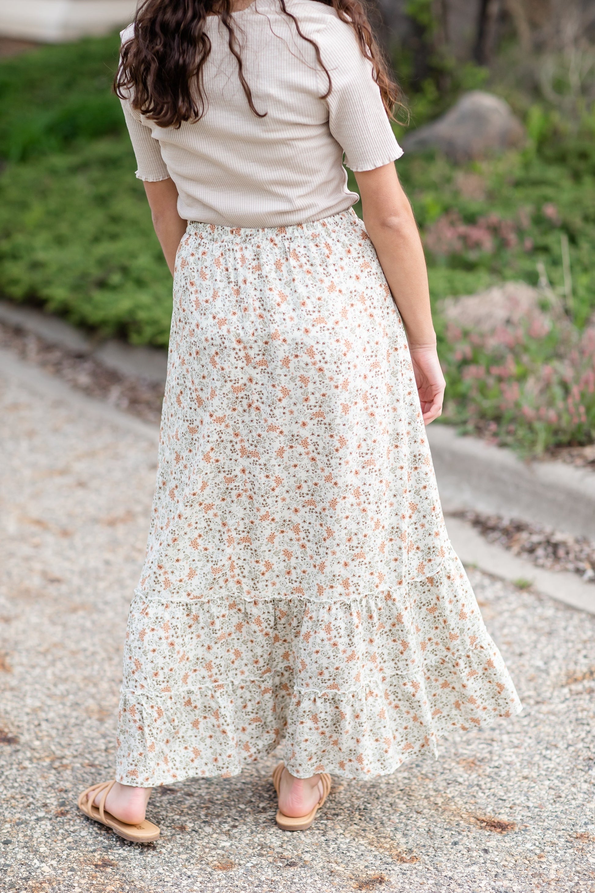 Floral Print Maxi Skirt With Ruffle Detail Skirts