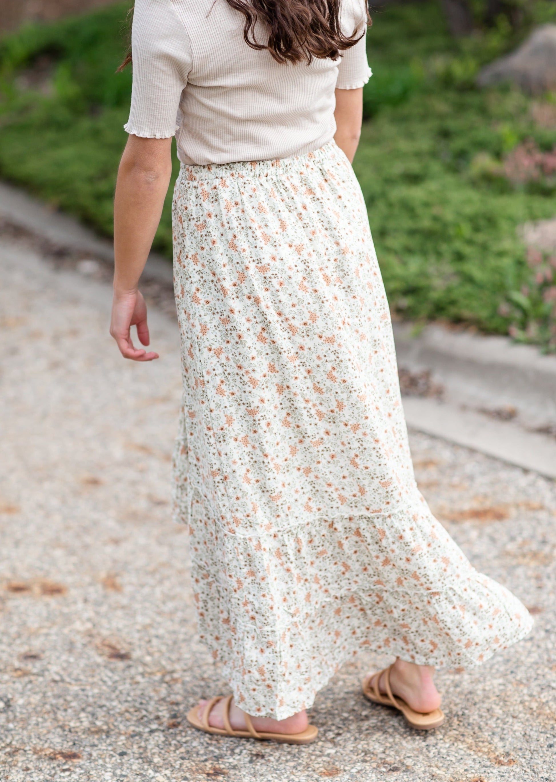 Floral Print Maxi Skirt With Ruffle Detail Skirts