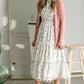 Floral Print Midi Dress with Contrasting Lace Dresses Polagram & BaeVely