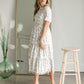 Floral Print Midi Dress with Contrasting Lace Dresses Polagram & BaeVely