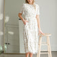 Floral Print Midi Dress with Contrasting Lace Dresses Polagram & BaeVely