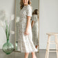 Floral Print Midi Dress with Contrasting Lace Dresses Polagram & BaeVely