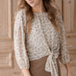 Floral Print Tie Front Top Shirt Grade & Gather