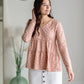 Floral Printed French Terry Top Shirt Paper Crane