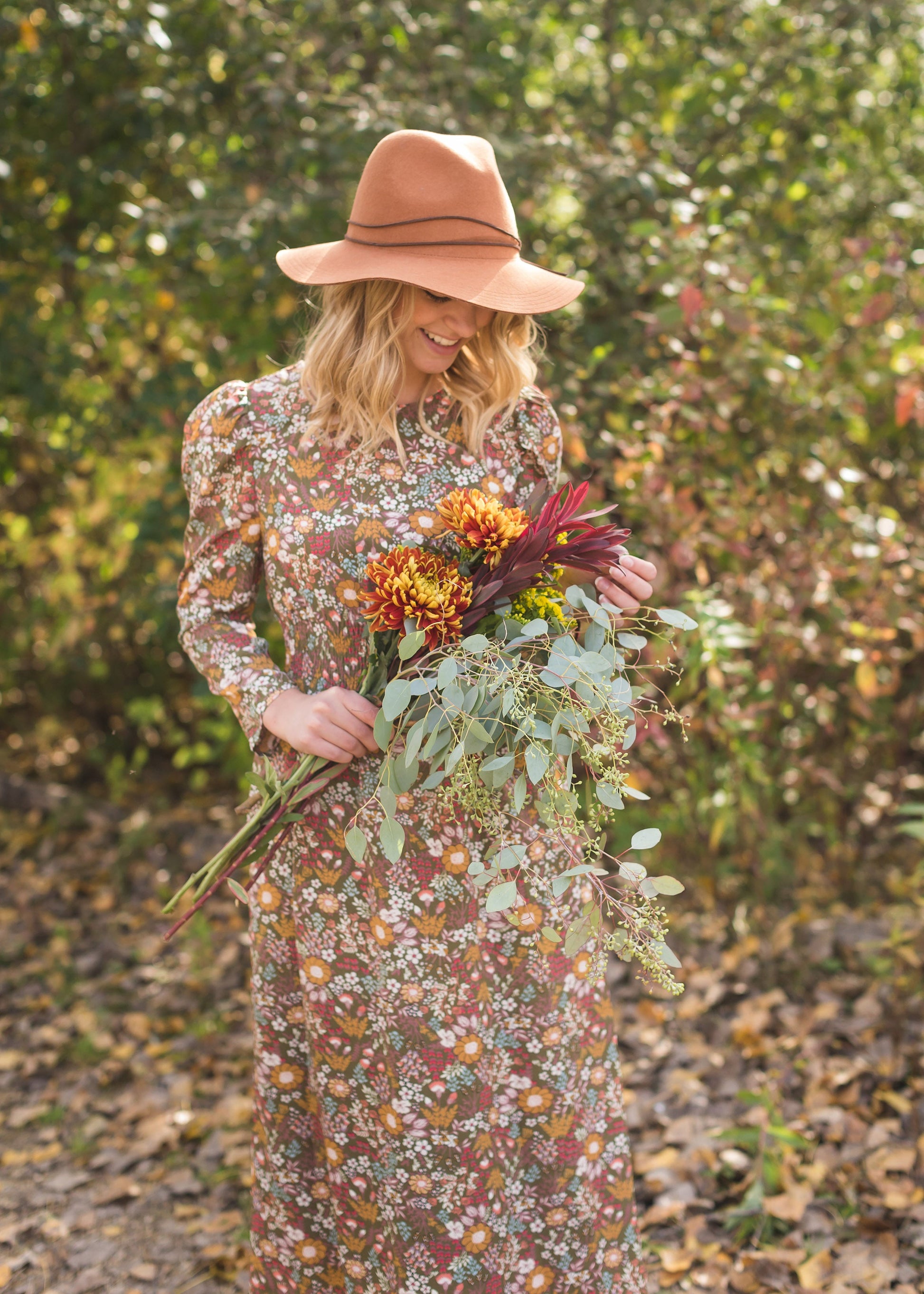 Floral Puff Sleeve Smocked Midi Dress - FINAL SALE Dresses