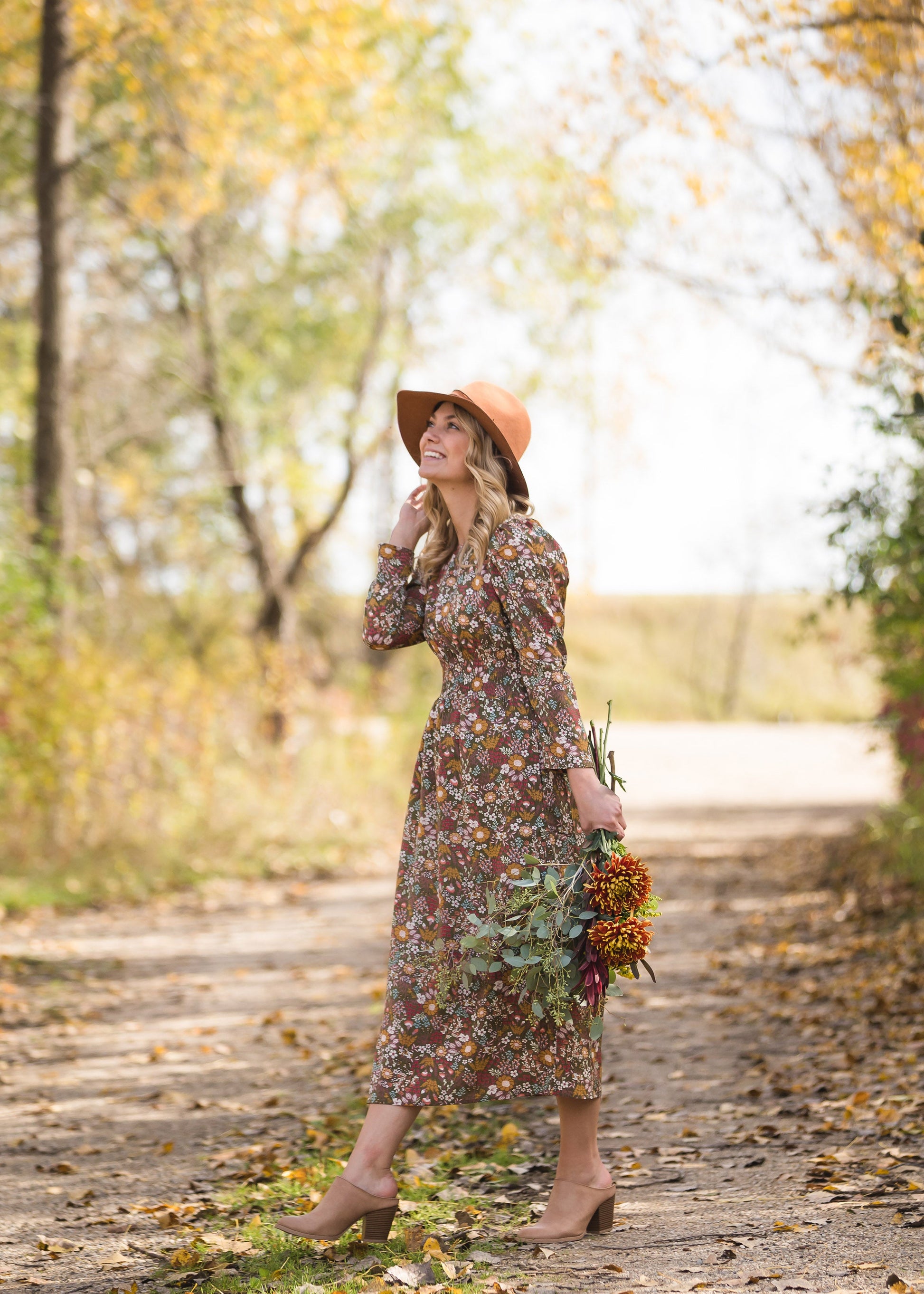 Floral Puff Sleeve Smocked Midi Dress - FINAL SALE Dresses