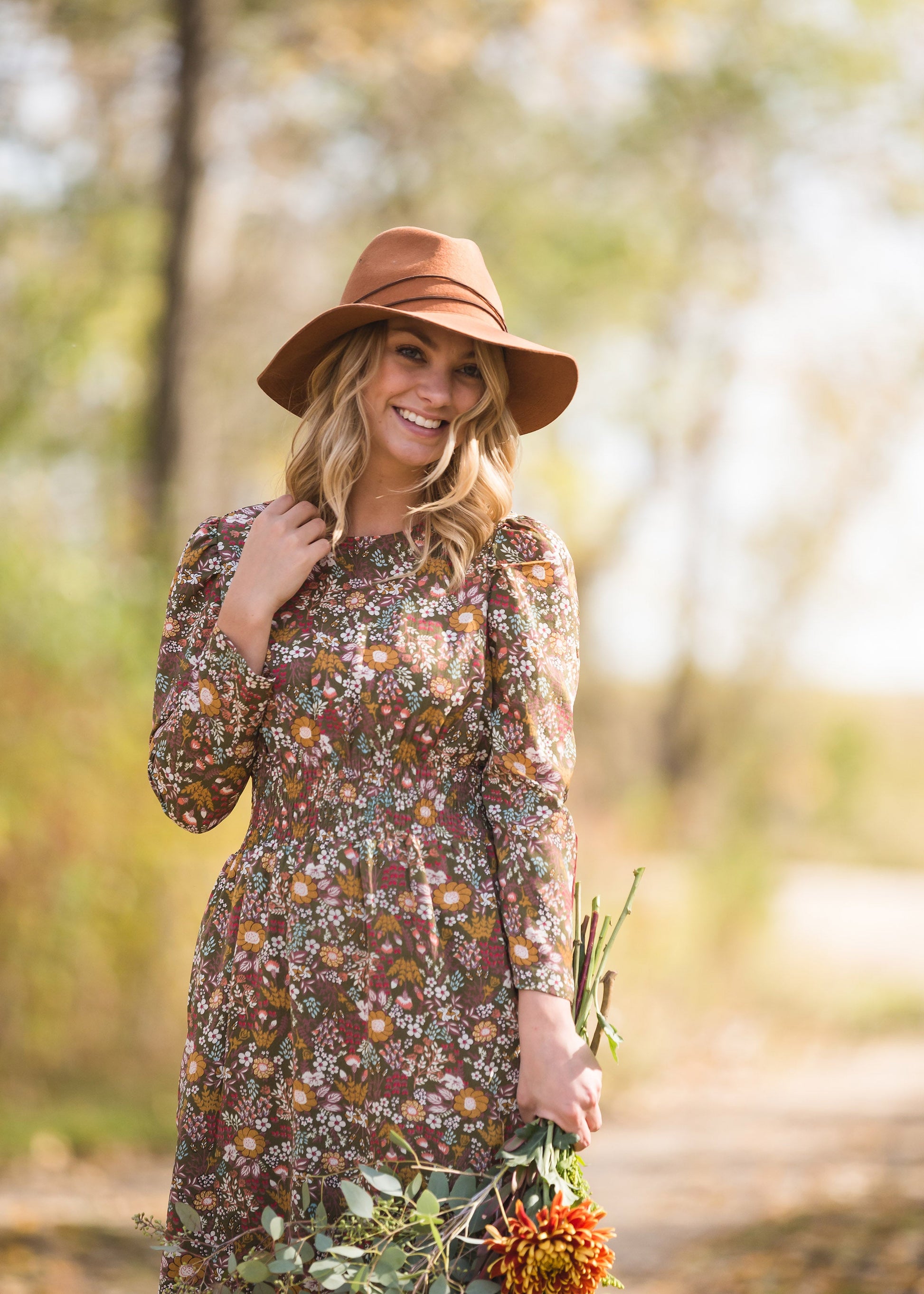 Floral Puff Sleeve Smocked Midi Dress - FINAL SALE Dresses