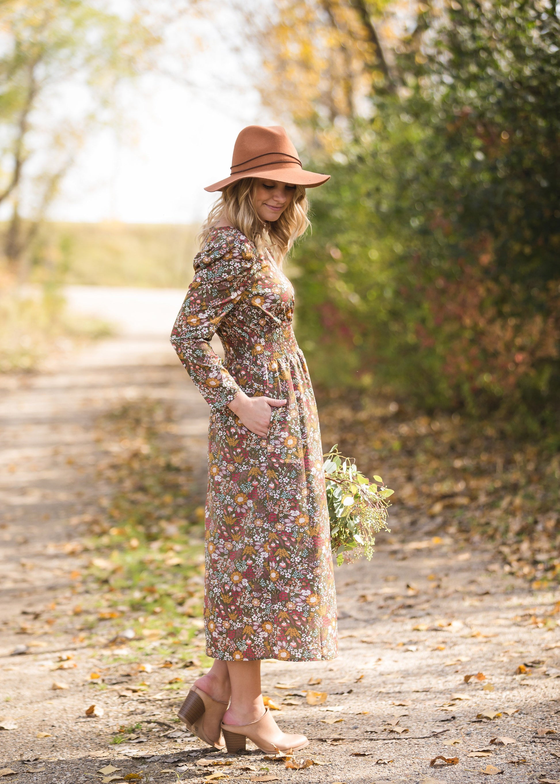 Floral Puff Sleeve Smocked Midi Dress - FINAL SALE Dresses