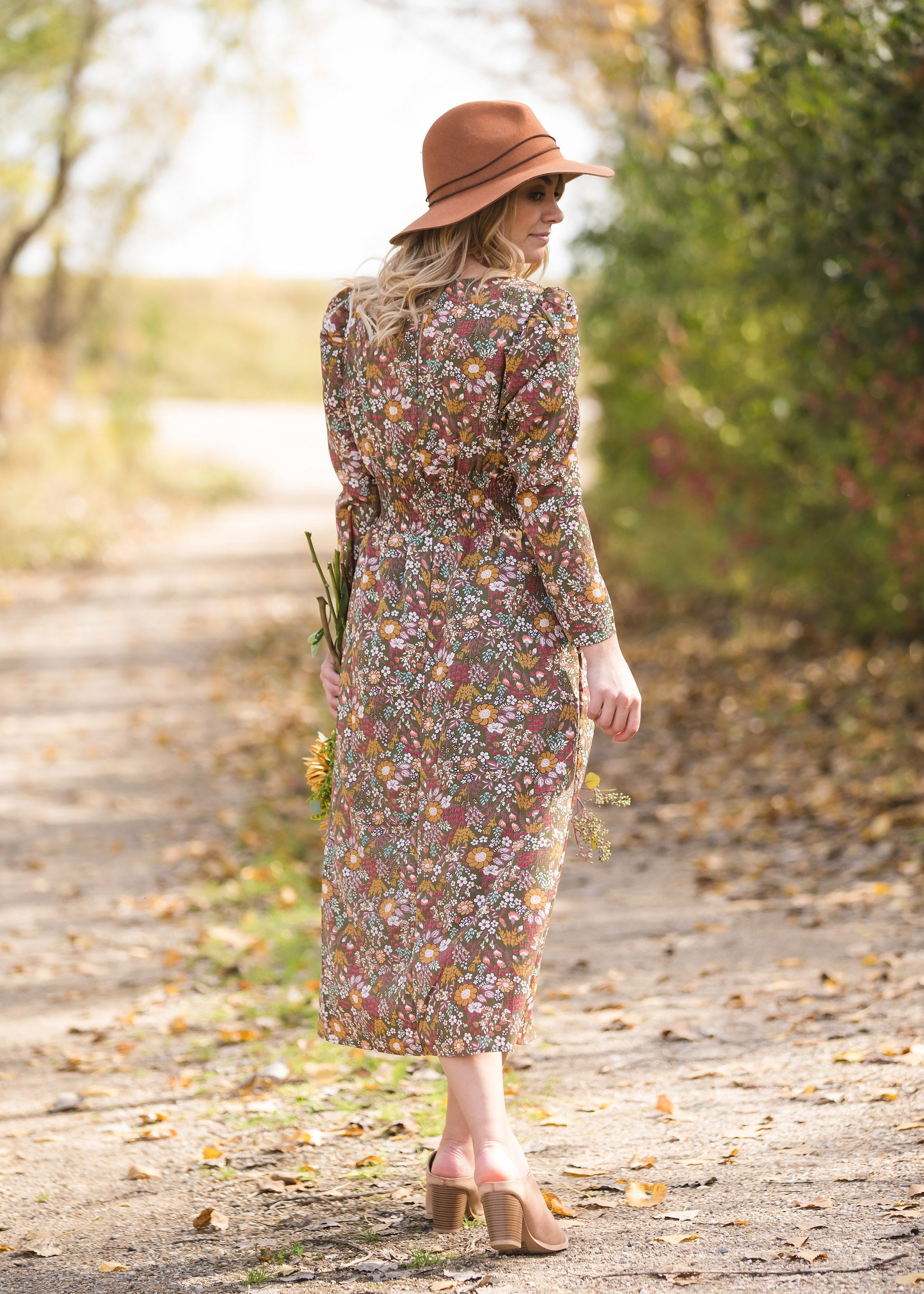 Floral Puff Sleeve Smocked Midi Dress - FINAL SALE Dresses